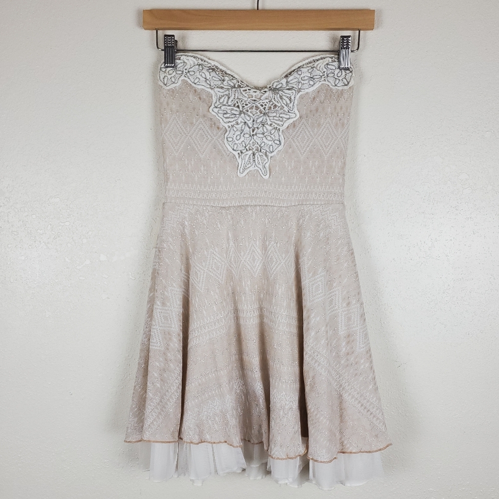Free People Fit & Flare Twinkle & Twirl Lace Strapless Tulle Dress Size M